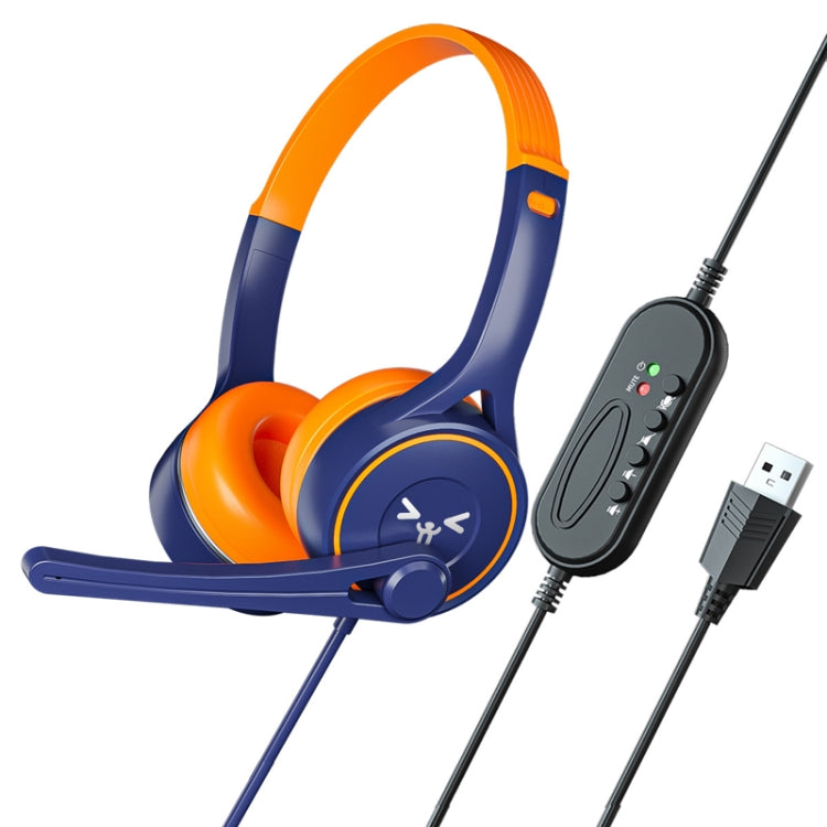 Soyto SY-G30 Online Class Computer Headset, Plug:, 3.5mm (Gray Pink), USB (Gray Pink), 3.5mm (Blue Orange), USB  (Blue Orange), 3.5mm (Blue Green), USB (Blue Green), 3.5mm (Black), USB (Black)