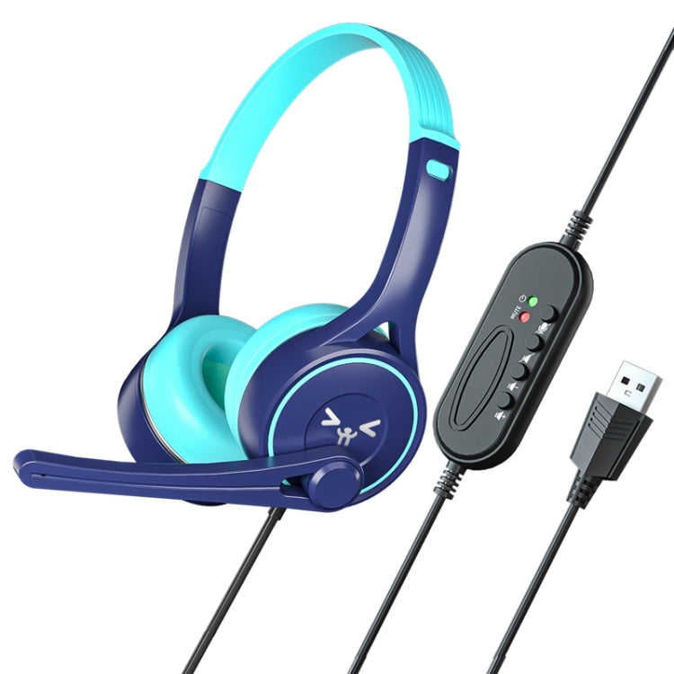 Soyto SY-G30 Online Class Computer Headset, Plug:, 3.5mm (Gray Pink), USB (Gray Pink), 3.5mm (Blue Orange), USB  (Blue Orange), 3.5mm (Blue Green), USB (Blue Green), 3.5mm (Black), USB (Black)