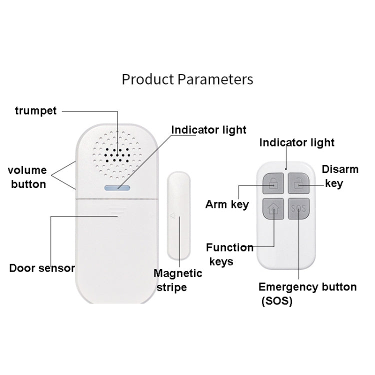 MC-05 130dB Remote Door Magnetic Alarm With Light Reminder