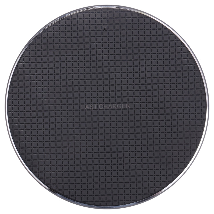 Q25 15W Plaid Pattern Desktop Metal Round Wireless Charger, 15W Metal