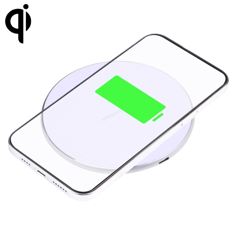 Q25 15W Plaid Pattern Desktop Metal Round Wireless Charger, 15W Metal