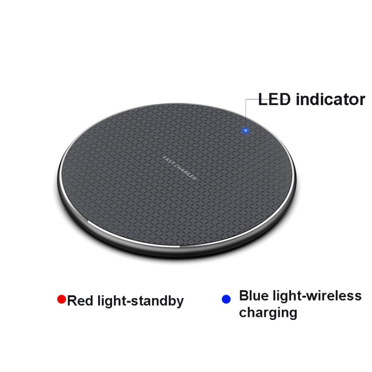 Q25 15W Plaid Pattern Desktop Metal Round Wireless Charger, 15W Metal