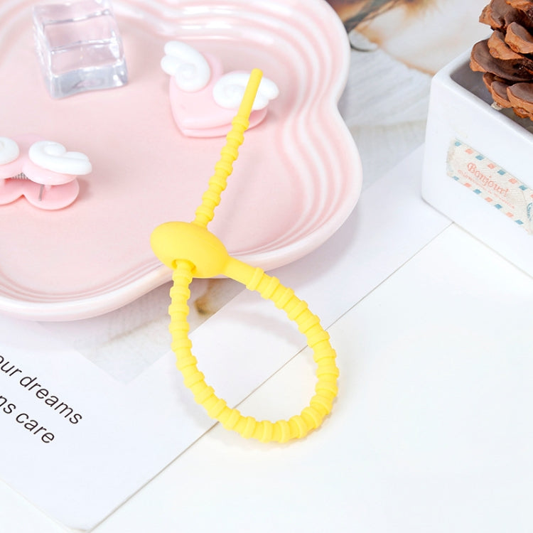 20 PCS Silicone Data Cable Storage Strap Cable Organizer, 21cm Pink, 21cm Brown, 21cm Grey, 21cm Yellow, 21cm Red, 21cm Green, 21cm Blue, 21cm Orange