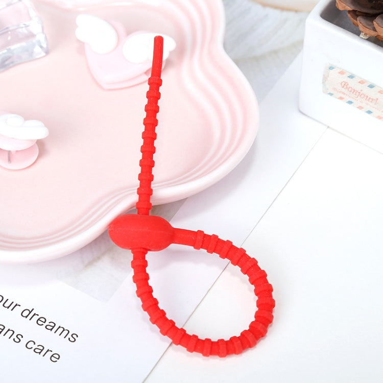 20 PCS Silicone Data Cable Storage Strap Cable Organizer, 21cm Pink, 21cm Brown, 21cm Grey, 21cm Yellow, 21cm Red, 21cm Green, 21cm Blue, 21cm Orange