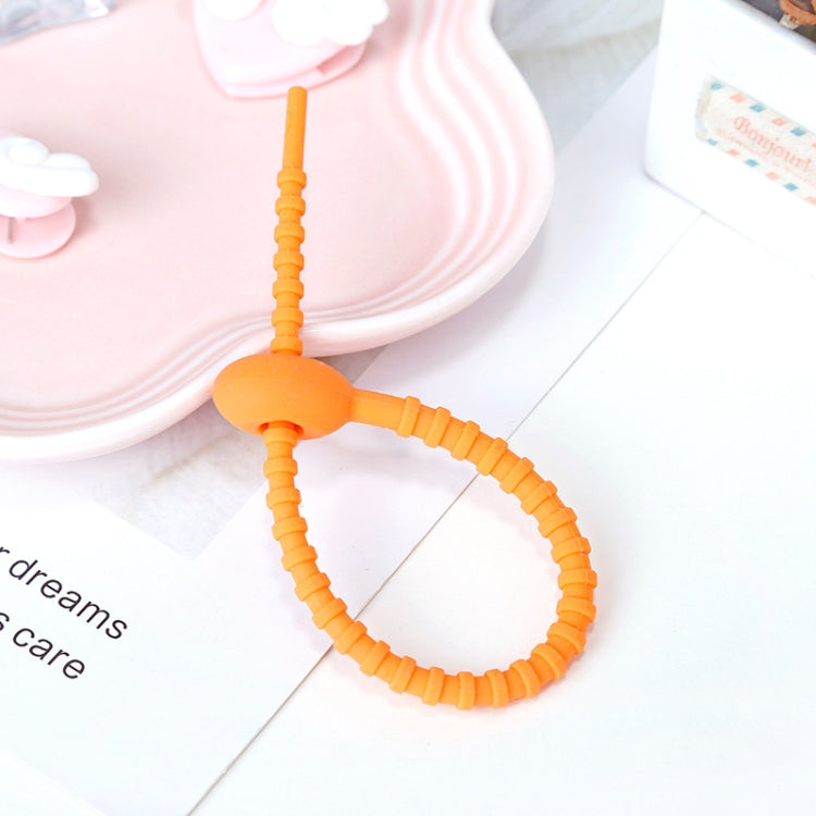 20 PCS Silicone Data Cable Storage Strap Cable Organizer, 21cm Pink, 21cm Brown, 21cm Grey, 21cm Yellow, 21cm Red, 21cm Green, 21cm Blue, 21cm Orange