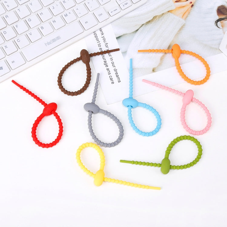 20 PCS Silicone Data Cable Storage Strap Cable Organizer, 21cm Pink, 21cm Brown, 21cm Grey, 21cm Yellow, 21cm Red, 21cm Green, 21cm Blue, 21cm Orange