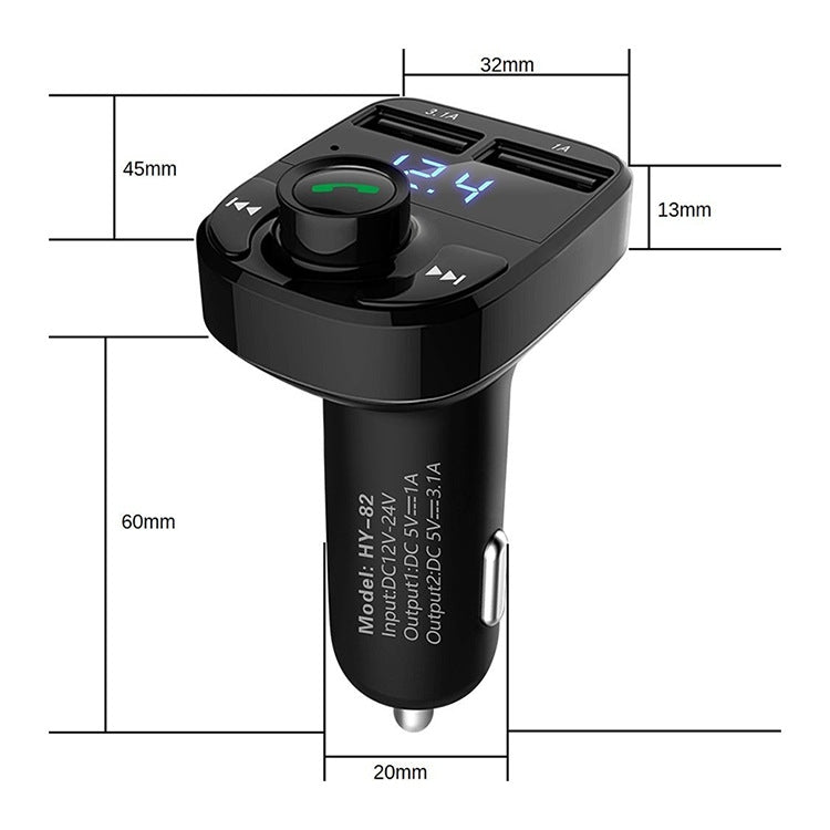 HY82 Car MP3 Bluetooth Receiver Dual USB Car Charger, HY82 Regular Version, HY82 Fast Charge Version