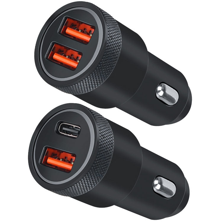 Aluminum Alloy Cigarette Lighter Applicable Car Charger, Black QCPD, Black Double QC, Gray QCPD