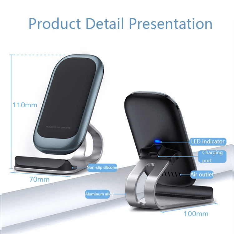 Z01 15W Multifunctional Desktop Wireless Charger with Stand Function, Spec:, MCU (Black), MCU (Silver), VIP Cryogenics (Black), VIP Cryogenics (Silver)