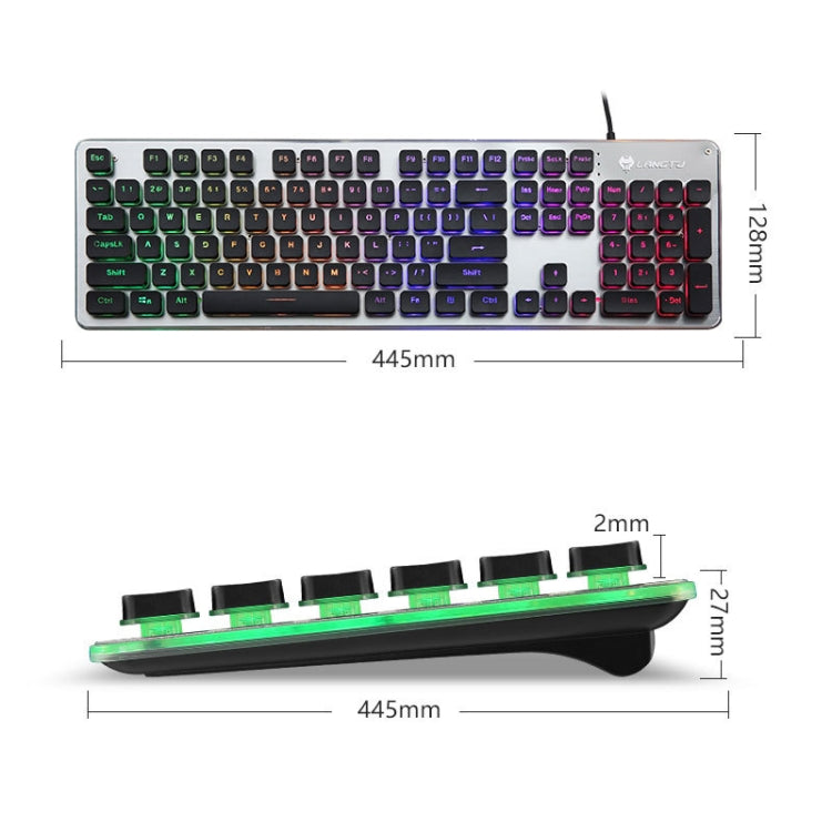 LANGTU L1 104 Keys USB Home Office Film Luminous Wired Keyboard, Cable Length:1.6m, L1 Orange Light Black, L1 Ice Blue Light Silver White, L1 White Light Black, L1 Ice Blue Light Black, L1 White Light Pink