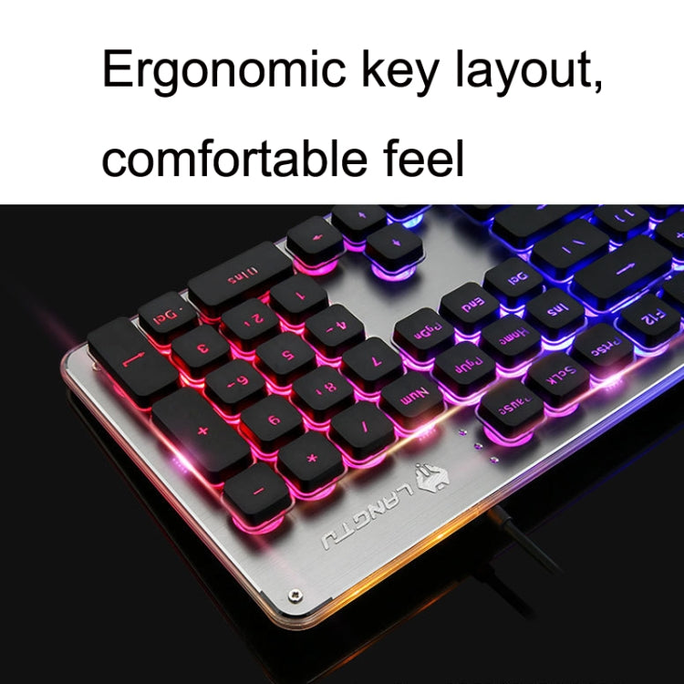 LANGTU L1 104 Keys USB Home Office Film Luminous Wired Keyboard, Cable Length:1.6m, L1 Orange Light Black, L1 Ice Blue Light Silver White, L1 White Light Black, L1 Ice Blue Light Black, L1 White Light Pink