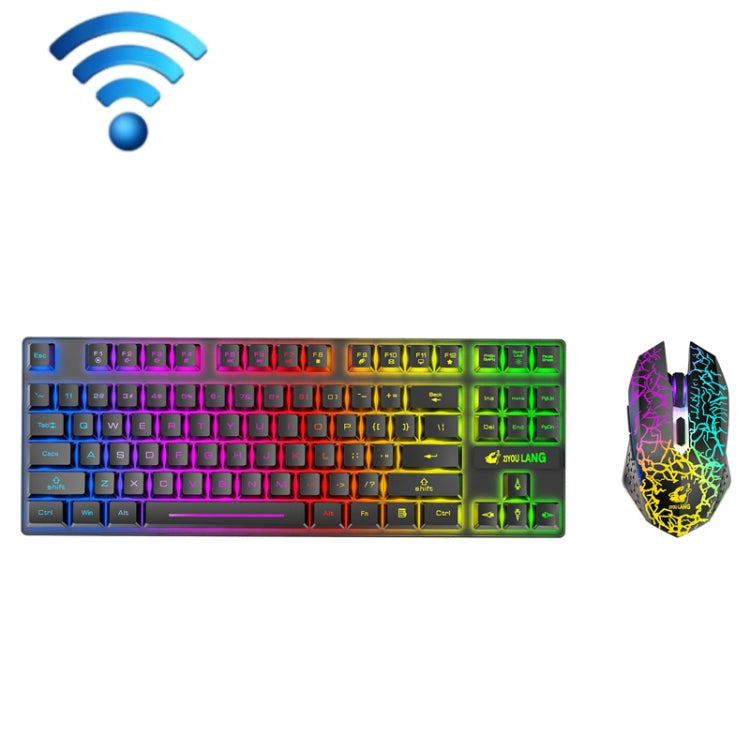 ZIYOU LANG T87 Gaming Luminous Wireless Keyboard and Mouse Set, T87 White, T87 Blue, T87 Black