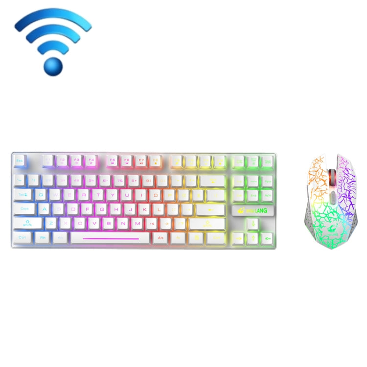 ZIYOU LANG T87 Gaming Luminous Wireless Keyboard and Mouse Set, T87 White, T87 Blue, T87 Black