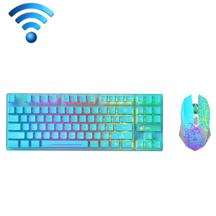 ZIYOU LANG T87 Gaming Luminous Wireless Keyboard and Mouse Set, T87 White, T87 Blue, T87 Black