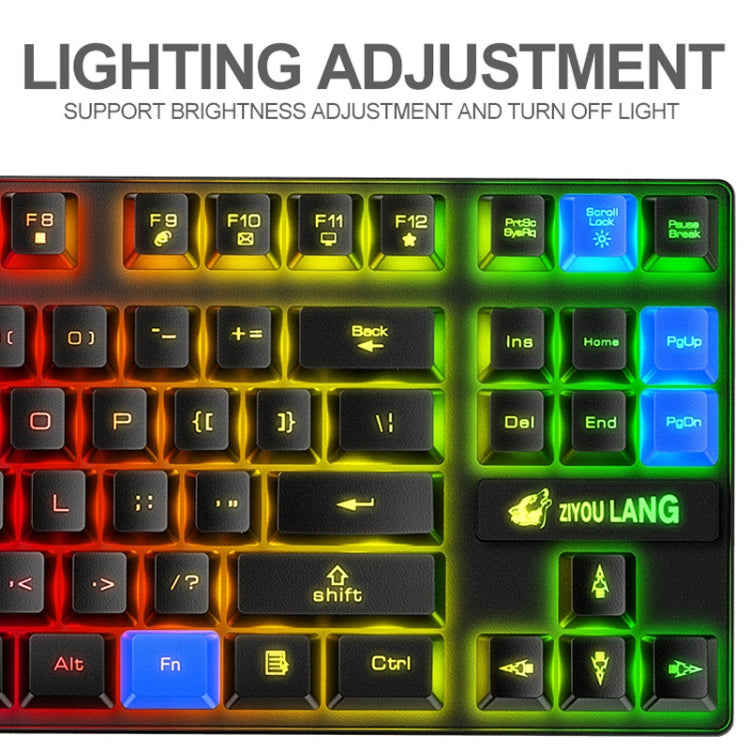 ZIYOU LANG T87 Gaming Luminous Wireless Keyboard and Mouse Set, T87 White, T87 Blue, T87 Black