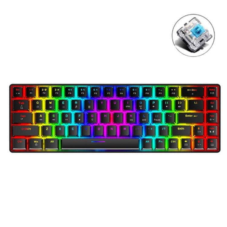 ZIYOU LANG T8 68 Keys RGB Luminous Gaming Mechanical Keyboard, Cable Length:1.6m, T8 Blue Green Shaft, T8 Pink Green Shaft, T8 Purple Green Shaft, T8 Black Green Shaft, T8 Black Tea Shaft, T8 White Green Shaft, T8 White Red Shaft