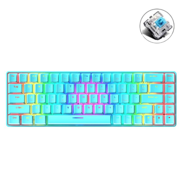 ZIYOU LANG T8 68 Keys RGB Luminous Gaming Mechanical Keyboard, Cable Length:1.6m, T8 Blue Green Shaft, T8 Pink Green Shaft, T8 Purple Green Shaft, T8 Black Green Shaft, T8 Black Tea Shaft, T8 White Green Shaft, T8 White Red Shaft