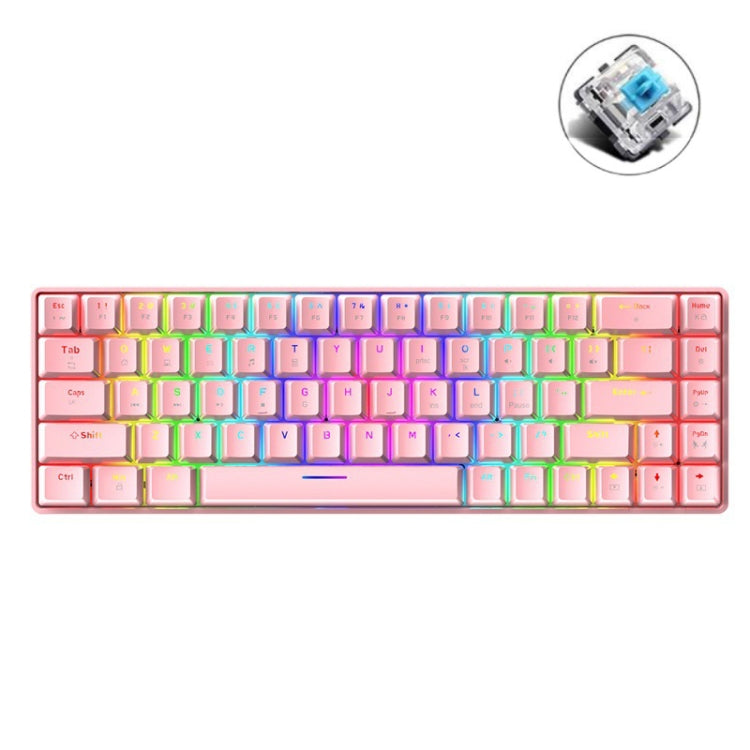 ZIYOU LANG T8 68 Keys RGB Luminous Gaming Mechanical Keyboard, Cable Length:1.6m, T8 Blue Green Shaft, T8 Pink Green Shaft, T8 Purple Green Shaft, T8 Black Green Shaft, T8 Black Tea Shaft, T8 White Green Shaft, T8 White Red Shaft