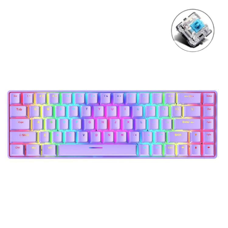 ZIYOU LANG T8 68 Keys RGB Luminous Gaming Mechanical Keyboard, Cable Length:1.6m, T8 Blue Green Shaft, T8 Pink Green Shaft, T8 Purple Green Shaft, T8 Black Green Shaft, T8 Black Tea Shaft, T8 White Green Shaft, T8 White Red Shaft