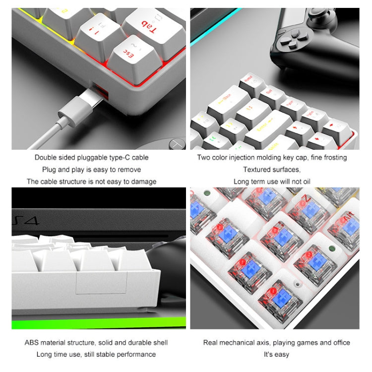 ZIYOU LANG T8 68 Keys RGB Luminous Gaming Mechanical Keyboard, Cable Length:1.6m, T8 Blue Green Shaft, T8 Pink Green Shaft, T8 Purple Green Shaft, T8 Black Green Shaft, T8 Black Tea Shaft, T8 White Green Shaft, T8 White Red Shaft