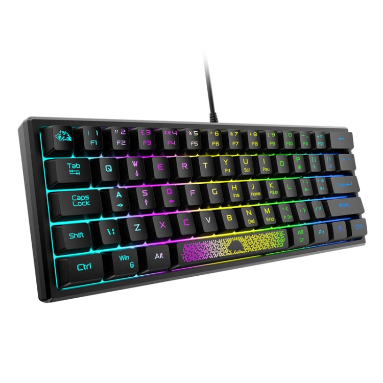 ZIYOU LANG K61 62 Keys RGB Lighting Mini Gaming Wired Keyboard, Cable Length:1.5m, K61 Black, K61 White, K61 Blue