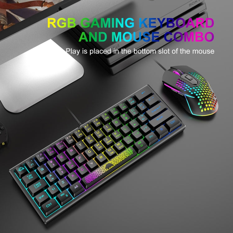 ZIYOU LANG K61 62 Keys RGB Lighting Mini Gaming Wired Keyboard, Cable Length:1.5m, K61 Black, K61 White, K61 Blue