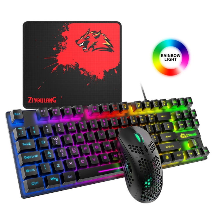 ZIYOU LANG T2 88 Keys Gaming Mechanical Luminous Keyboard and Mouse Set, Cable Length: 1.6m, T2 Black, T2 White, T2 Blue