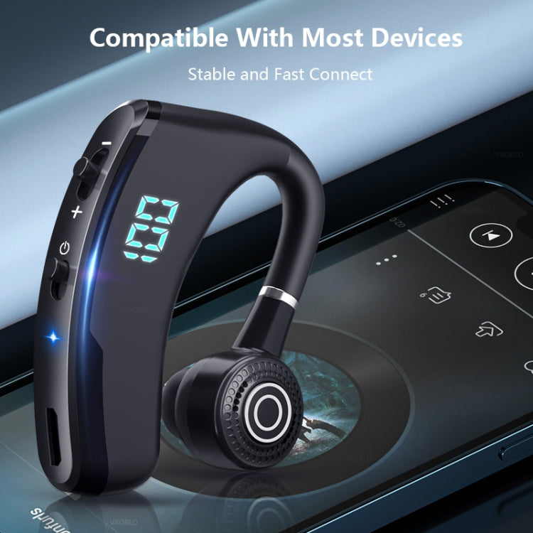 V9S Bluetooth Headset Noise Cancelling Headphones With LED Display, Black Single Ear, Blue Single Ear