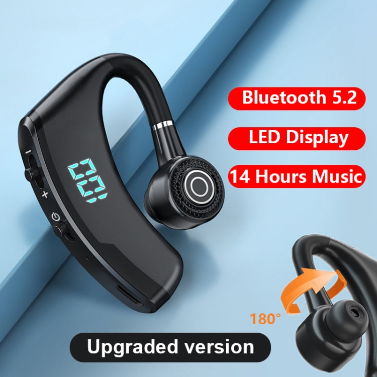 V9S Bluetooth Headset Noise Cancelling Headphones With LED Display, Black Single Ear, Blue Single Ear