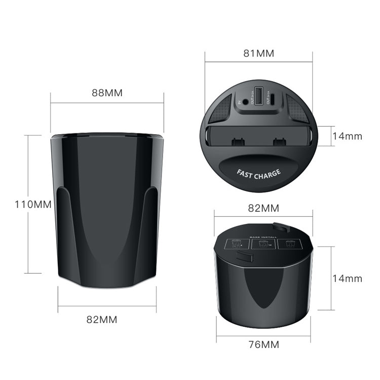 Car Cup 4 In 1 Wireless Charger Support 15W/10W/7.5W/5W Wireless Charging, X13