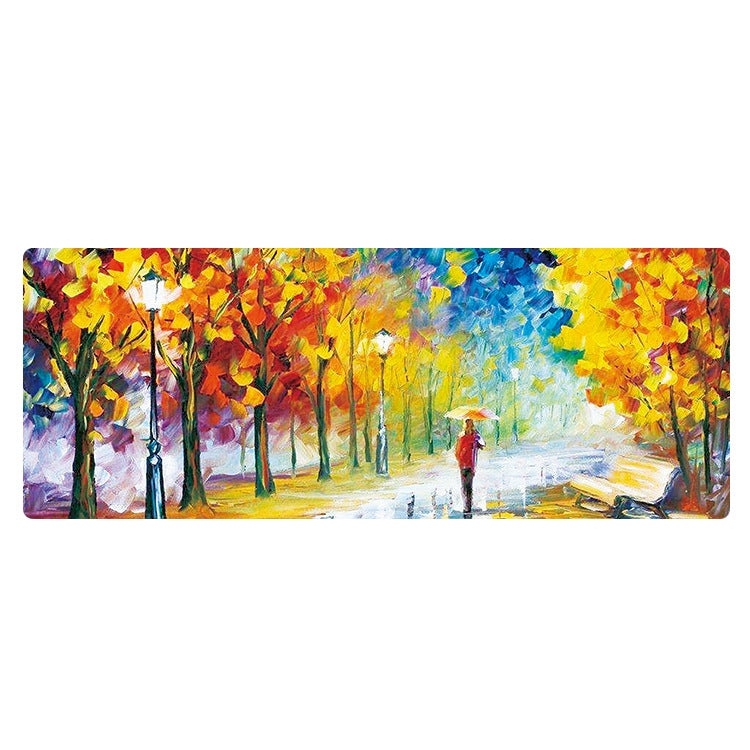 Am002 Large Oil Painting Desk Rubber Mouse Pad, 300x800x1.5mm Unlocked, 300x800x2mm Locked