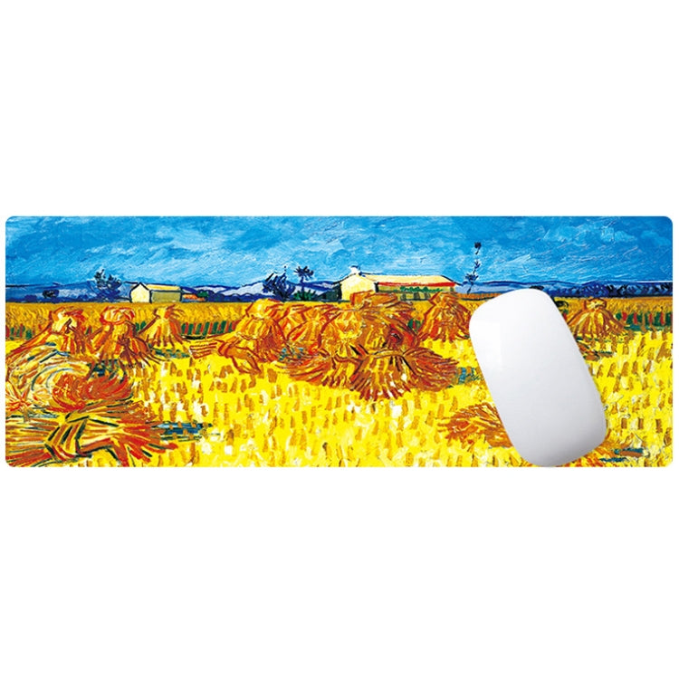 Am002 Large Oil Painting Desk Rubber Mouse Pad, 300x800x1.5mm Unlocked, 300x800x2mm Locked