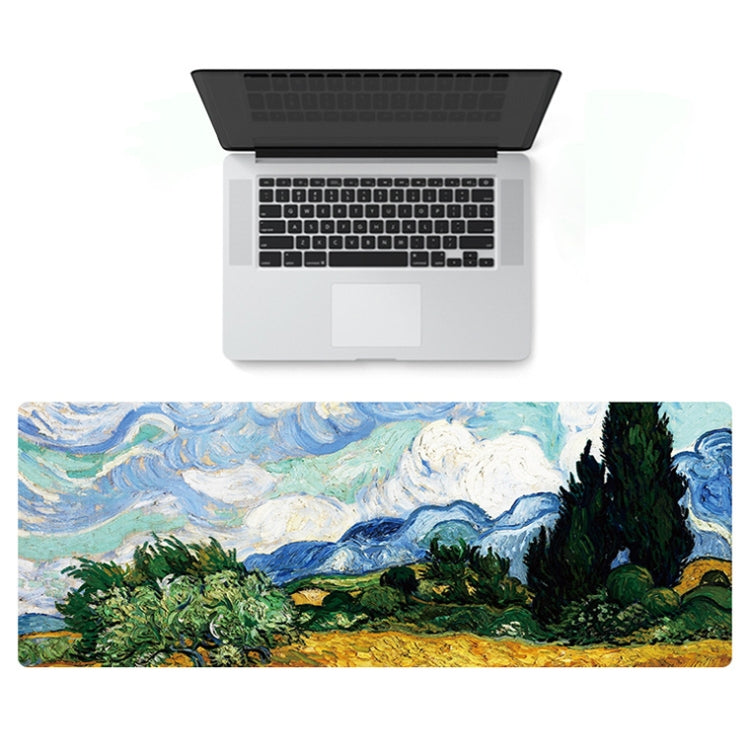 Am002 Large Oil Painting Desk Rubber Mouse Pad, 300x800x1.5mm Unlocked, 300x800x2mm Locked