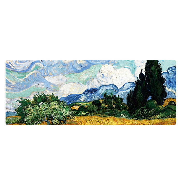 Am002 Large Oil Painting Desk Rubber Mouse Pad, 300x800x1.5mm Unlocked, 300x800x2mm Locked