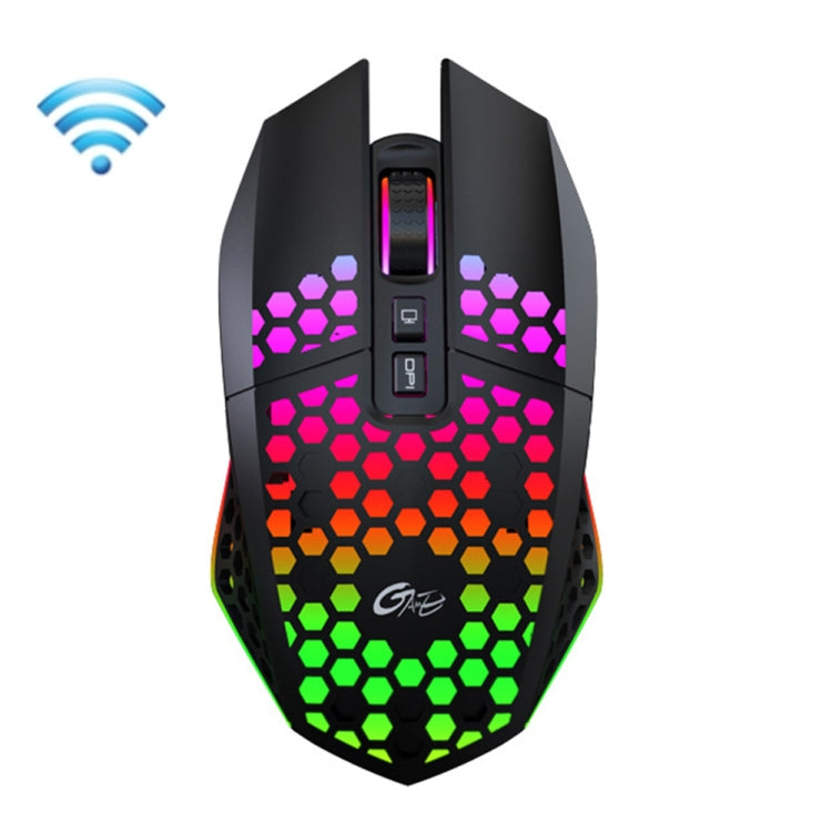 FMOUSE  X801 8 Keys 1600DPI Hollow Luminous Gaming  Office Mouse,Style:, Black Wireless Rechargeable, White Wireless Rechargeable, Black Wired, White Wired