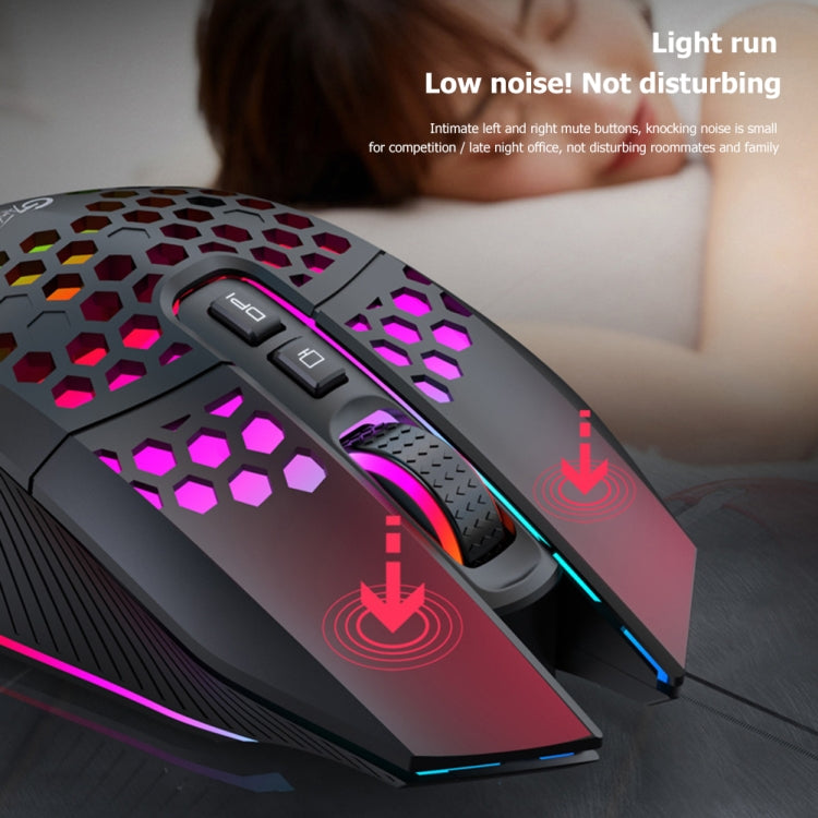 FMOUSE  X801 8 Keys 1600DPI Hollow Luminous Gaming  Office Mouse,Style:, Black Wireless Rechargeable, White Wireless Rechargeable, Black Wired, White Wired