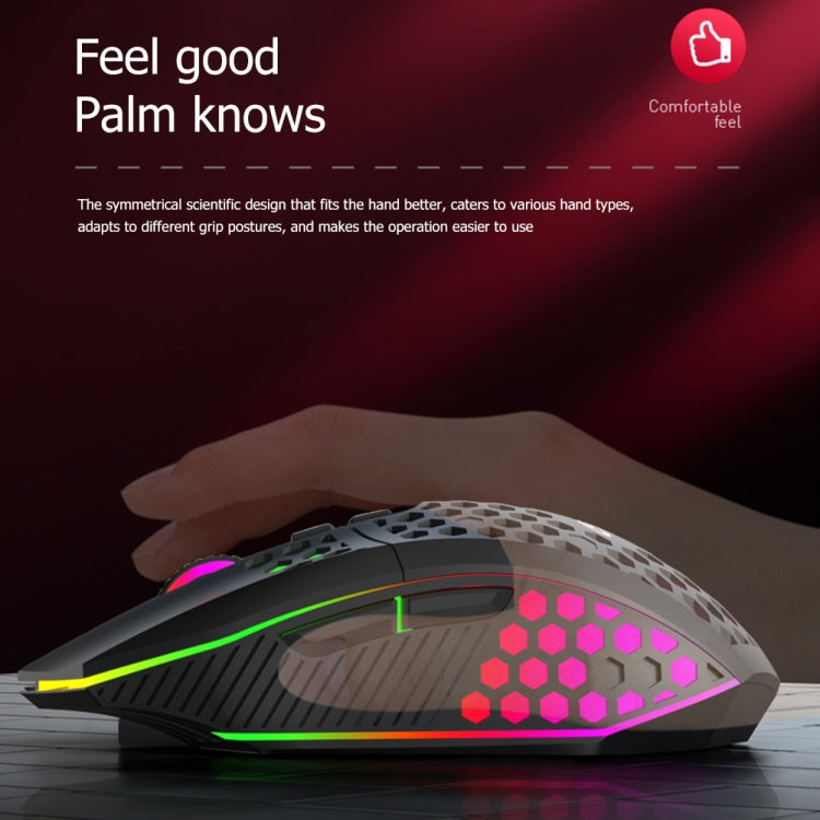 FMOUSE  X801 8 Keys 1600DPI Hollow Luminous Gaming  Office Mouse,Style:, Black Wireless Rechargeable, White Wireless Rechargeable, Black Wired, White Wired