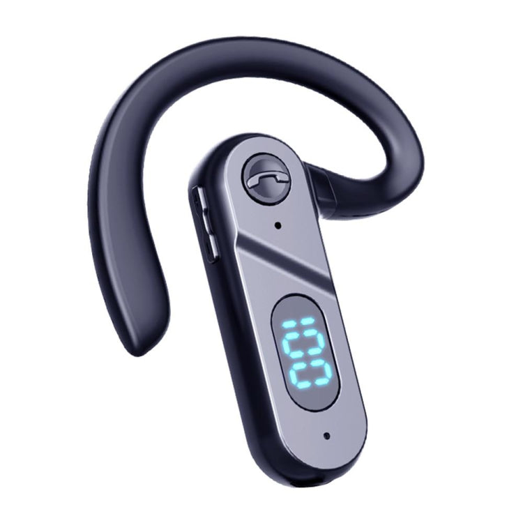 V28 Bluetooth Headset Hanging Ear Digital Display Single Ear Voice Control Earphone, V28 Black