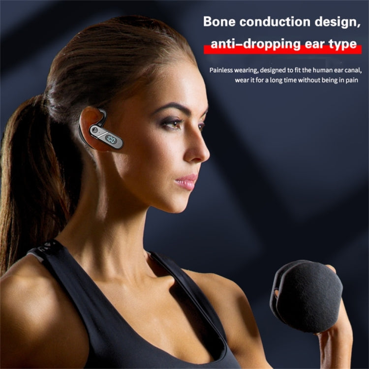 V28 Bluetooth Headset Hanging Ear Digital Display Single Ear Voice Control Earphone, V28 Black