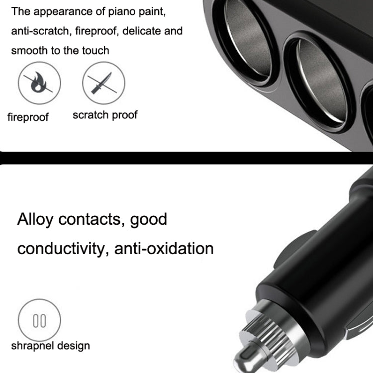 Dual USB + Type-C / USB-C 3 Hole Cigarette Lighter Car Charger, Style:, Standar Version, Fast Charge Version, Bluetooth+Fast Charge Version, QC3.0 + PD Fast Charge Version