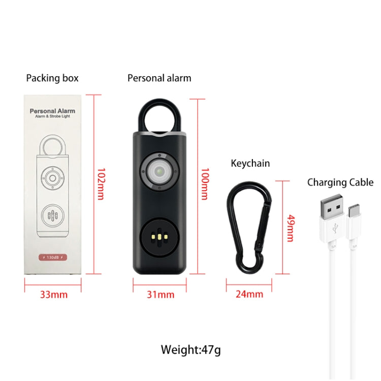 Anti-wolf Alarm Rechargeable Female Student Self-defense Keychain, Rechargeable White, Rechargeable Black