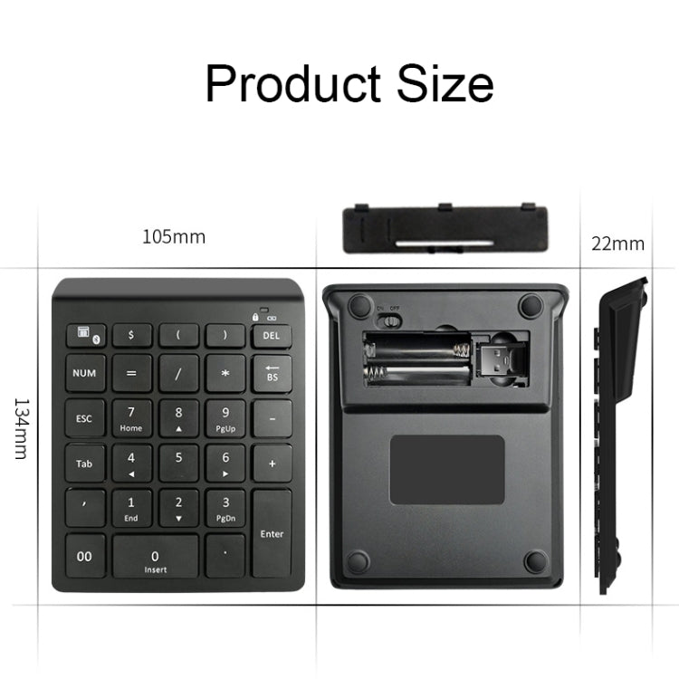 BT302 28 Keys Laptop Mini Wireless Keyboard, Spec:, Bluetooth (Black), Bluetooth (Gray), 2.4G (Black), 2.4G (Gray)