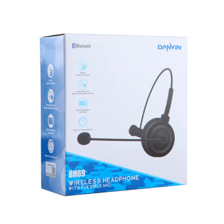 DANYIN BH69 Unilateral Bluetooth Business Talk Headset Customer Service Wireless Voice Wheat, BH69 Black