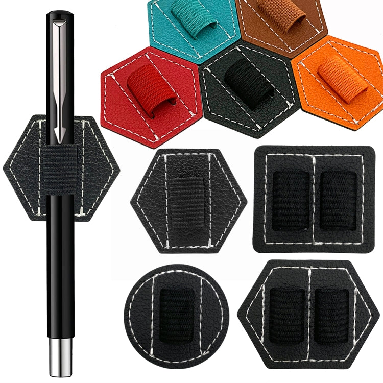 5 PCS Capacitive Pen Bag Self Adhesive Pen Holder PU Pen Clip,Style:, Hexagonal Black, Hexagonal Blue, Hexagonal Orange, Hexagonal Red, Hexagonal Brown, Hexagon Double Black, Rectangular Double Black, Round