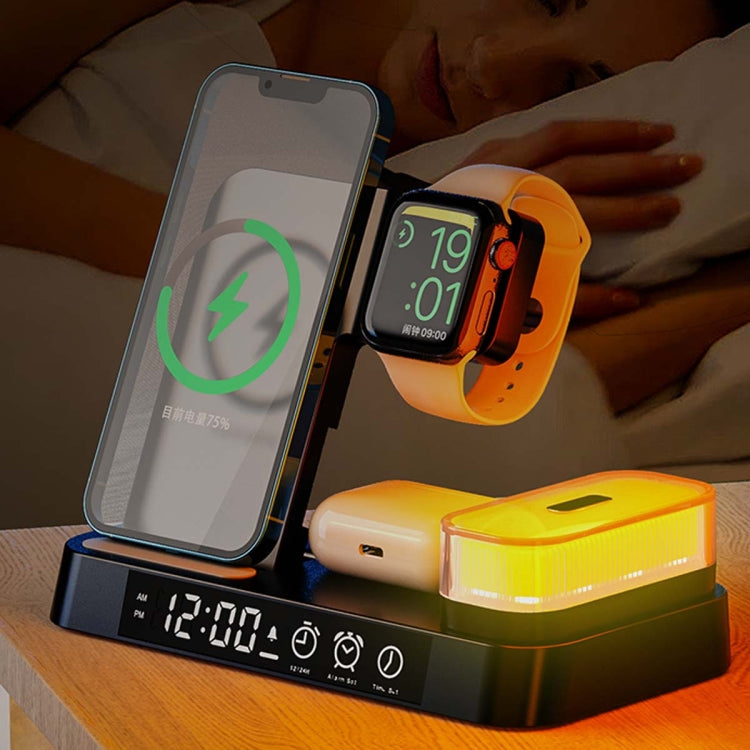 A37 30W 3-in-1 Wireless Charging Phone Stand with RGB Night Light & Alarm Clock Function, A37 30W White, A37 30W Black