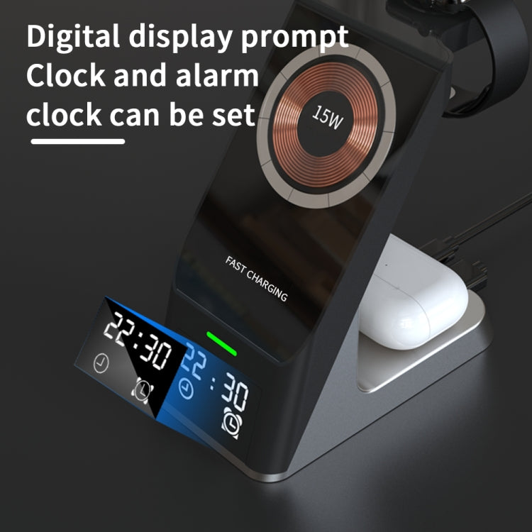 H27 15W  6 In 1 With Clock Function Magnetic Phone Wireless Charger For iWatch/AirPods, H27