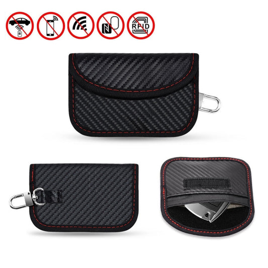 Carbon Fiber RFID Card Case Radiation-Proof Car Key Signal Shielding Bag, 10.5 x 6.5cm, 11.5 x 7.5cm