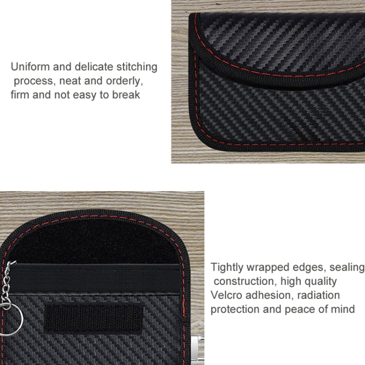 Carbon Fiber RFID Card Case Radiation-Proof Car Key Signal Shielding Bag, 10.5 x 6.5cm, 11.5 x 7.5cm