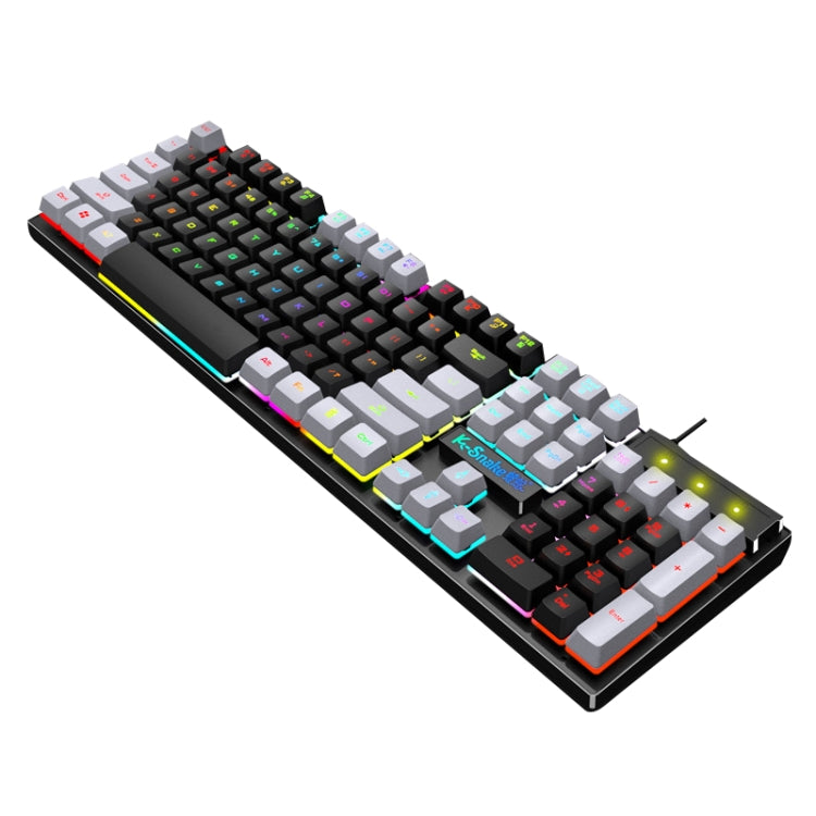 K-Snake K4 104 Keys Glowing Game Wired Mechanical Keyboard, Cable Length: 1.5m, Style:, Black Gray Square Key, Gray Black Square Key, White Pink Square Key, Mixed Light Pink White Square Key, Mixed Light Blue White Square Key