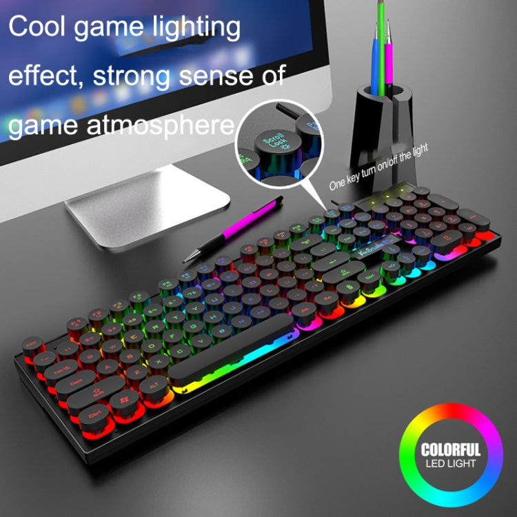 K-Snake K4 104 Keys Glowing Game Wired Mechanical Keyboard, Cable Length: 1.5m, Style:, Black Gray Square Key, Gray Black Square Key, White Pink Square Key, Mixed Light Pink White Square Key, Mixed Light Blue White Square Key